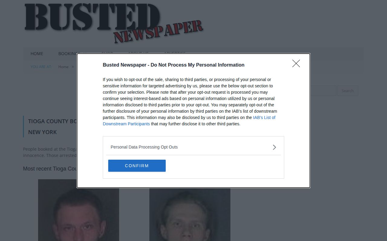 Tioga County third-party crime news index requiring official record verification