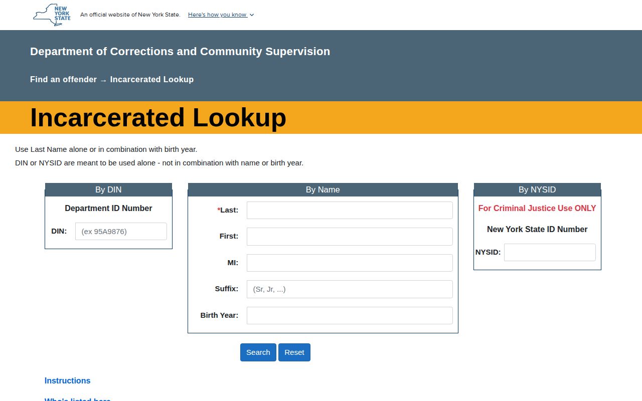 New York DOCCS locator for Tioga County custody verification